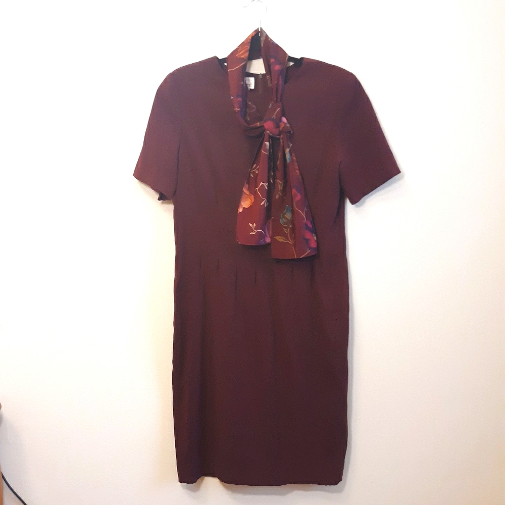 Vintage Worthington Dress & Scarf Suede Like